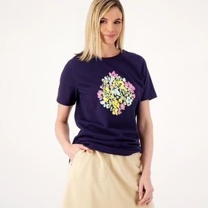 Sport Savvy Graphic Printed Jersey Crew Neck Tee - Navy (sz L) a587115